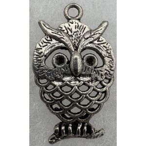Silver Tone Owl Pendant‎ 1" Vintage Style Charm with Jewelry Box